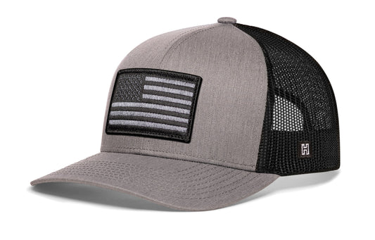 American Flag Trucker Hat  |  Gray-Black USA Tactical Snapback