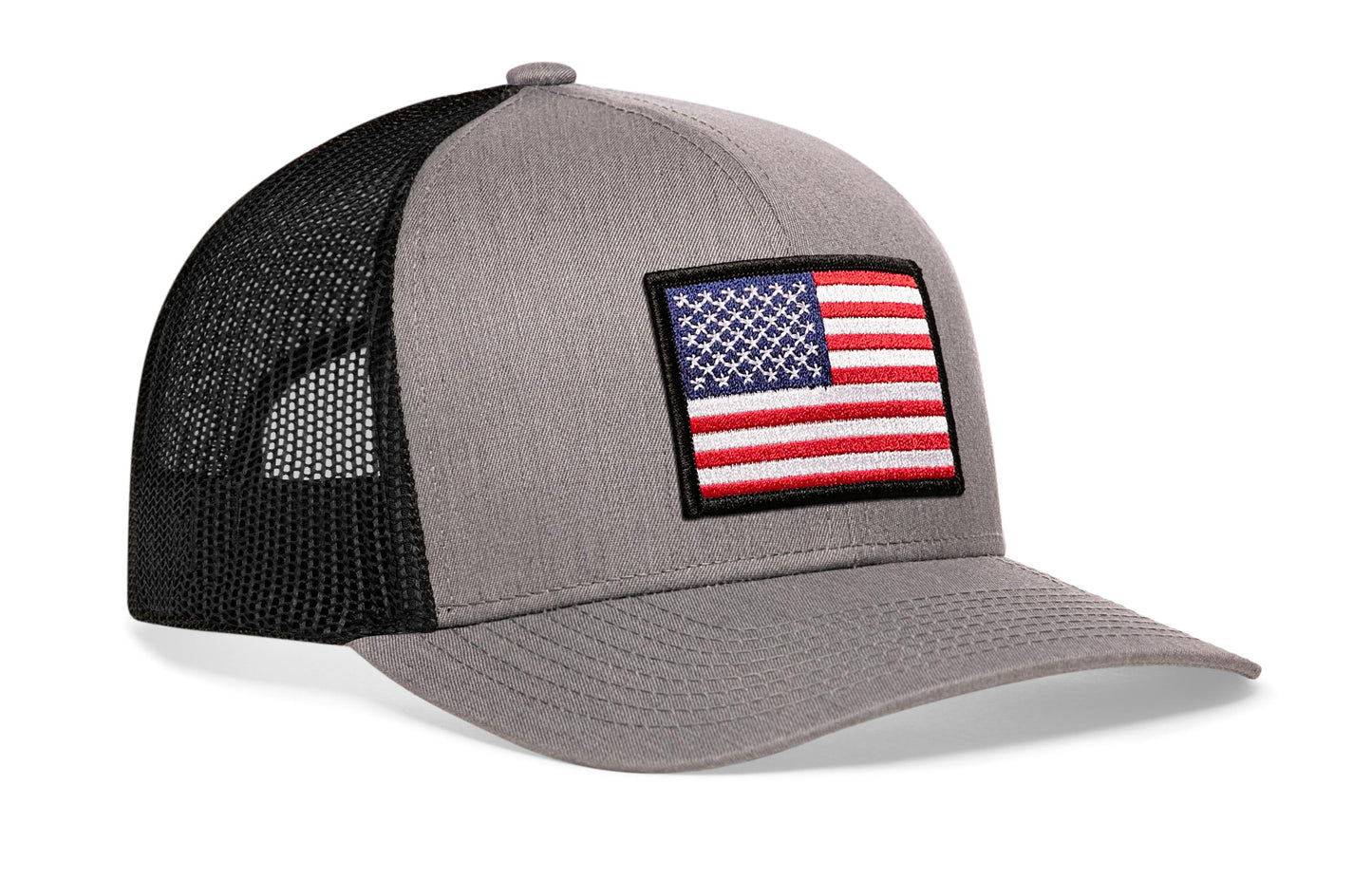 American Flag Trucker Hat  |  Gray-Black USA Snapback