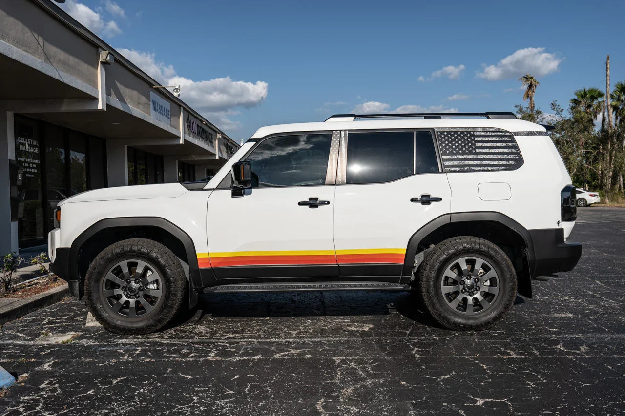 American Flag Rear Window Overlays V2 (Perforated) - 2024+ Land Cruiser